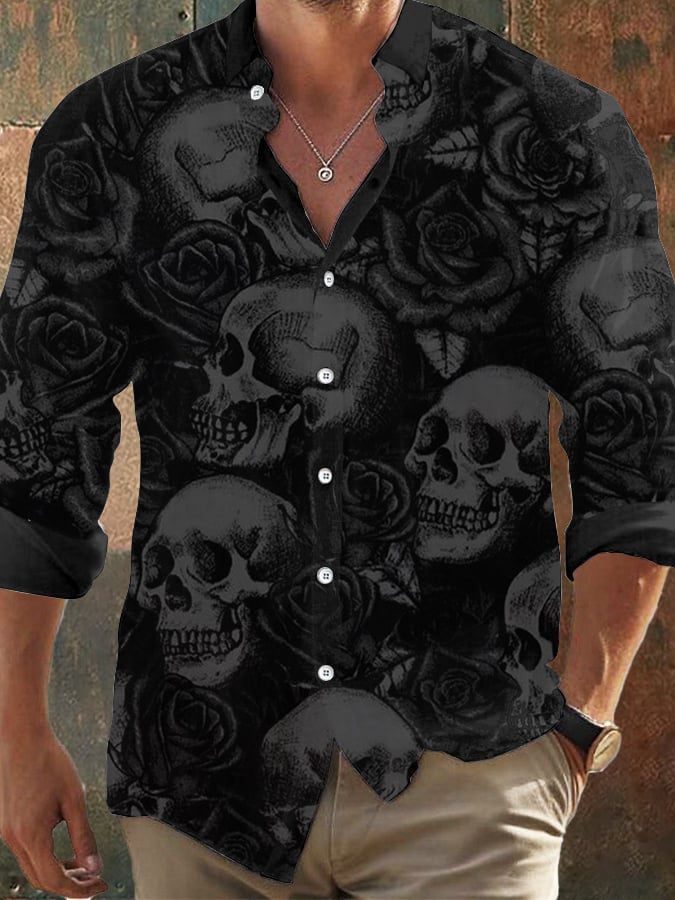 Men's Vintage Skull Faith Long Sleeve Shirt