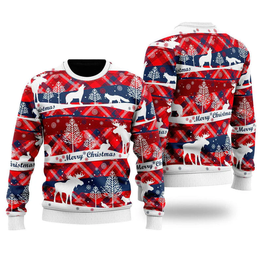 Red Blue Light Up Christmas Ugly Sweater For Men Women