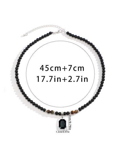 Men's simple and personalized tiger stone beaded necklace