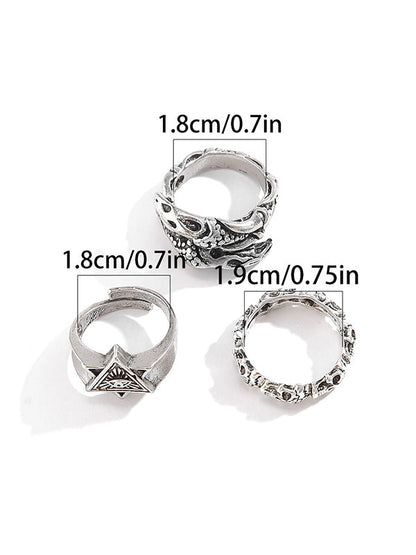 Vintage six-pointed star ring 3Pcs/set