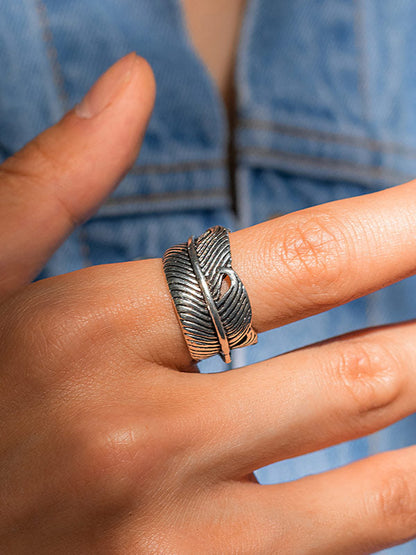 Retro simple feather style ring