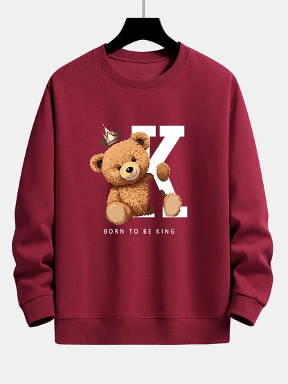 Crown King Bear Print Relax Fit Sweatshirt