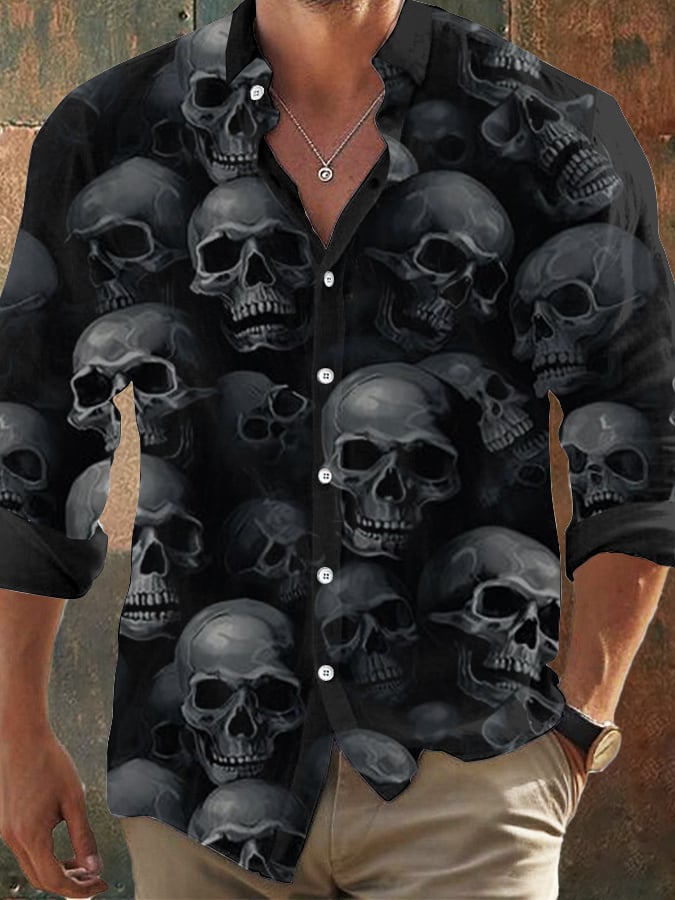 Men's Vintage Skull Faith Long Sleeve Shirt