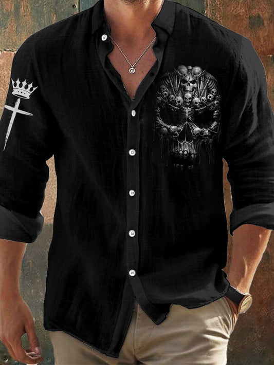 Men's Vintage Skull Faith Long Sleeve Shirt