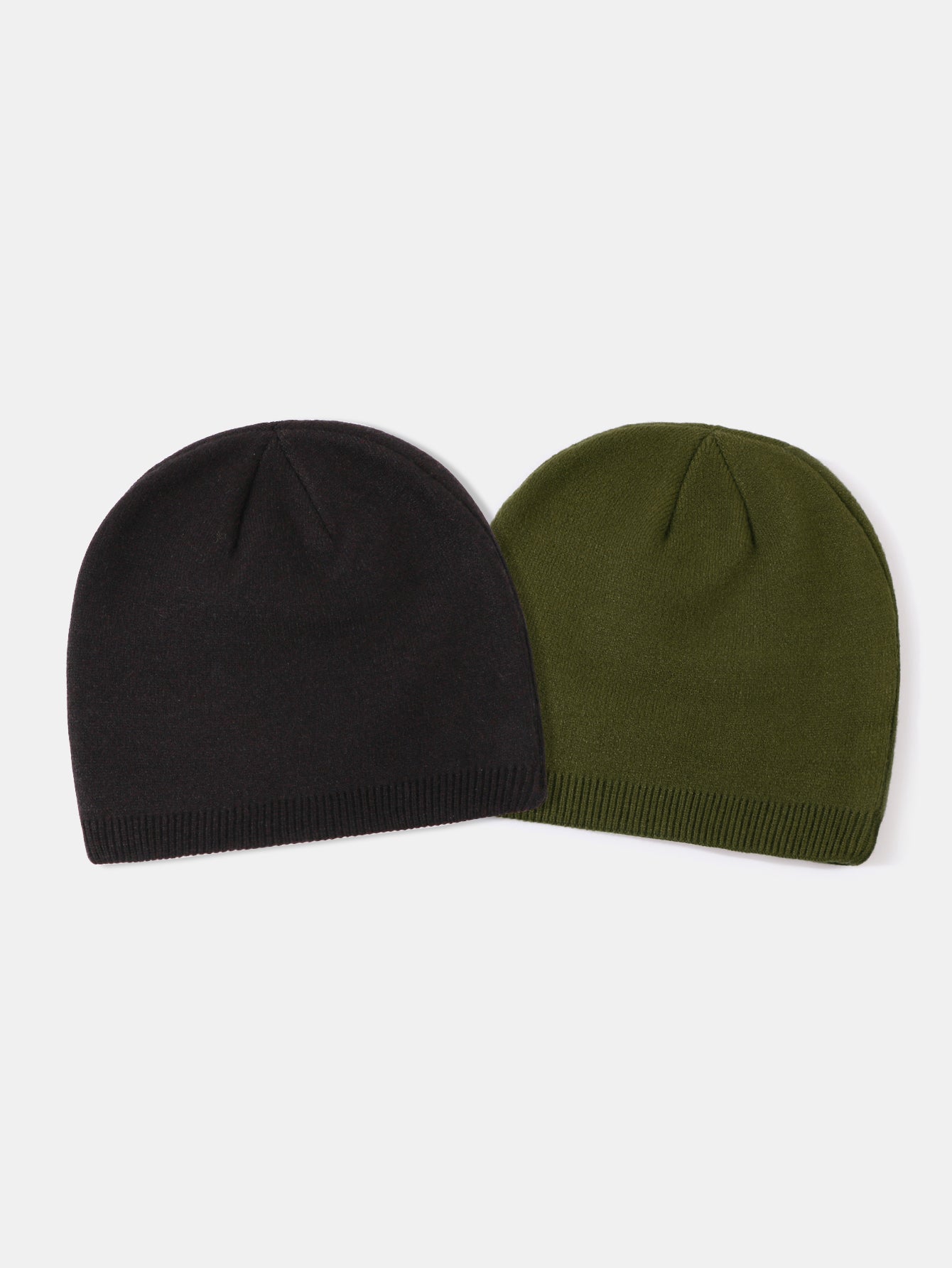 2 Pieces Solid Color Outdoor Cycling Warm Knit Beanie Hat