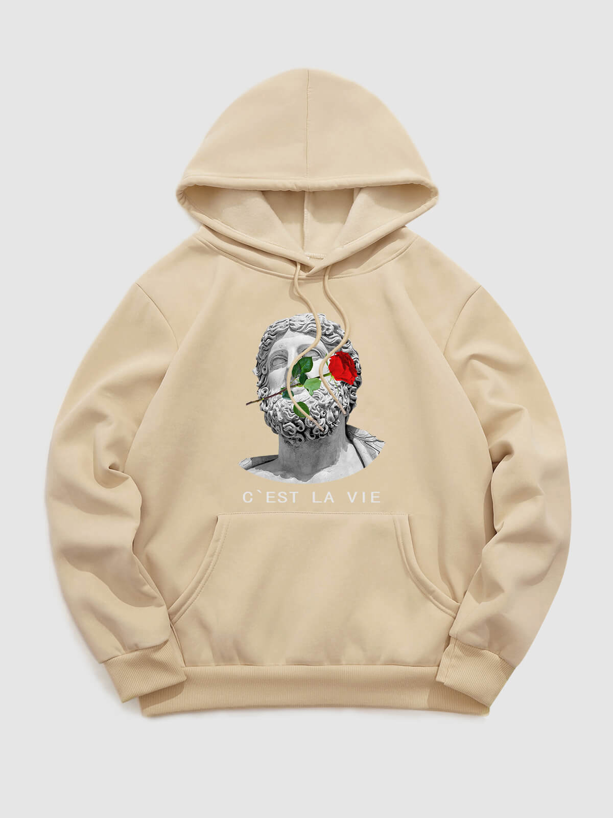 Men's Rose Stone Portrait Print Pullover Hoodie