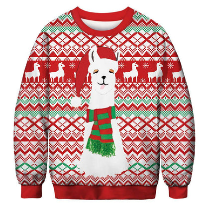 Unisex 3D Elk And Lion Print Christmas Sweatshirt