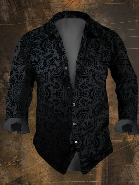 Dark Retro Skull Print Long Sleeve Shirt