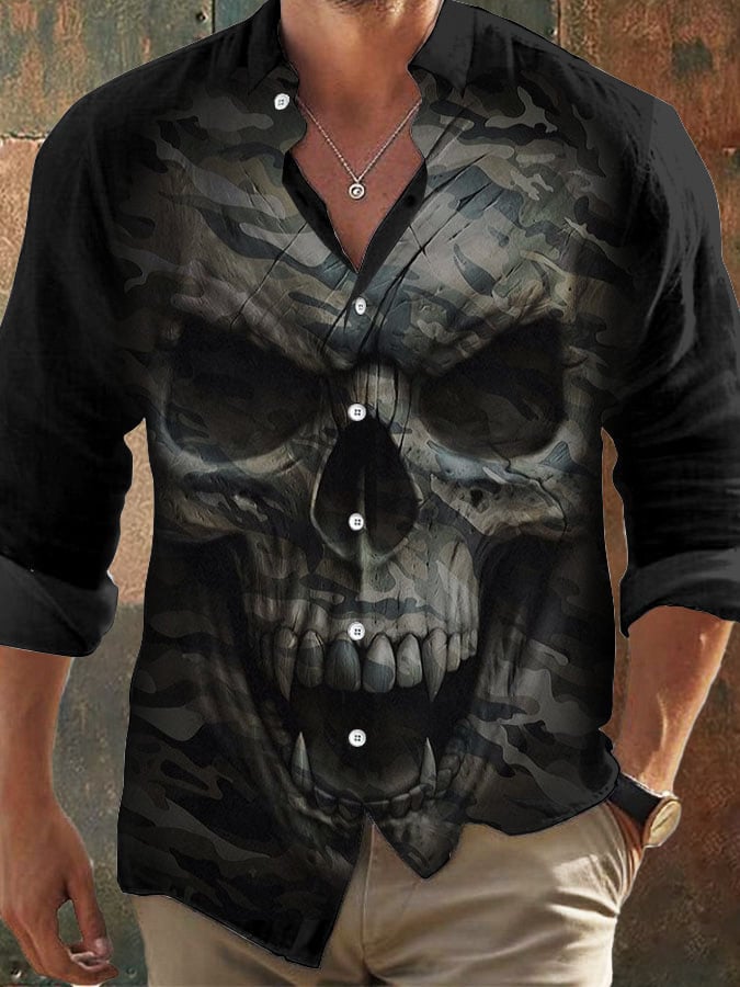 Men's Vintage Skull Faith Long Sleeve Shirt