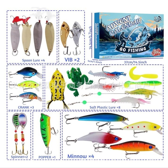 24 Days Christmas Countdown Fish Tackle Set