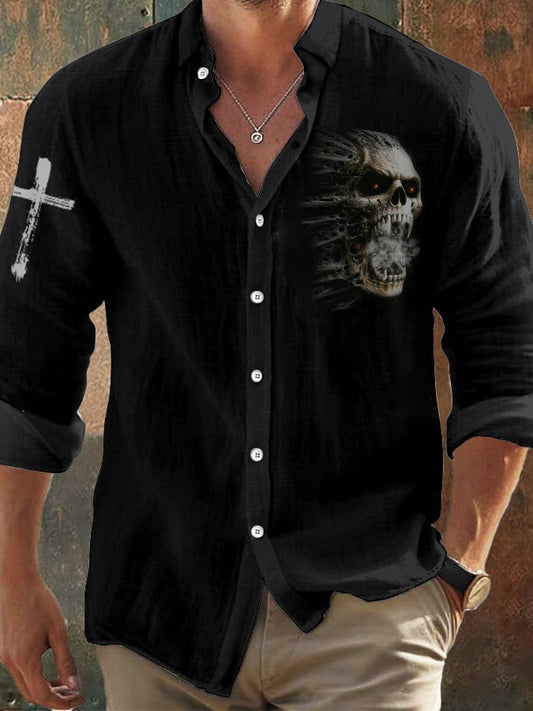 Men's Vintage Skull Faith Long Sleeve Shirt