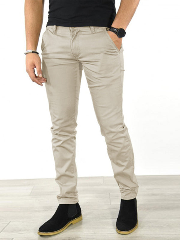 Men's Solid Color Basic Slim Fit Business Casual Pants