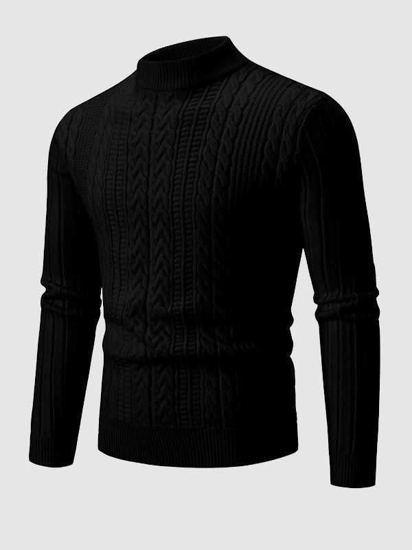 Men's Classic Geometric Slim Stand Collar Sweater