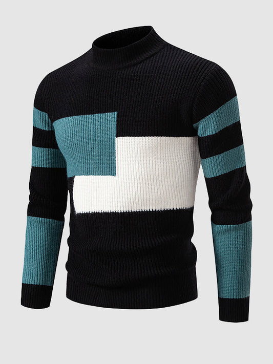 Men's Color Block Crew Neck Sweater