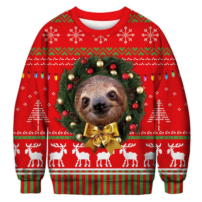 Unisex 3D Animal Sloth Print Christmas Sweatshirt