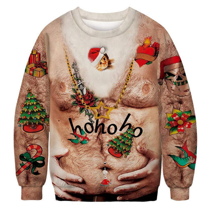 Unisex 3D Elk And Lion Print Christmas Sweatshirt