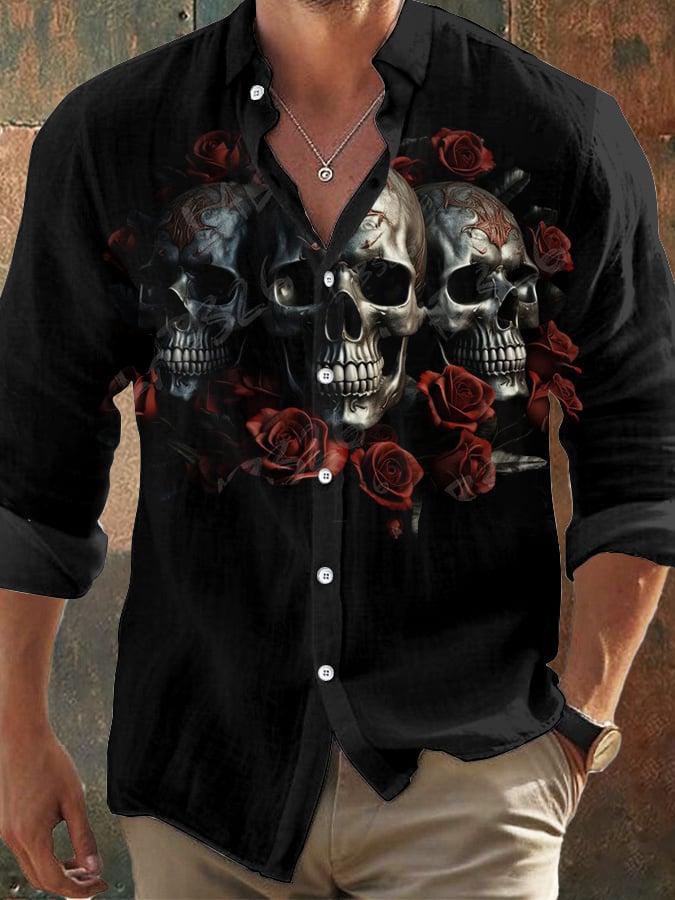 Men's Vintage Skull Faith Long Sleeve Shirt