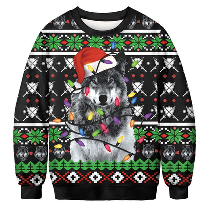 Unisex 3D Elk And Lion Print Christmas Sweatshirt