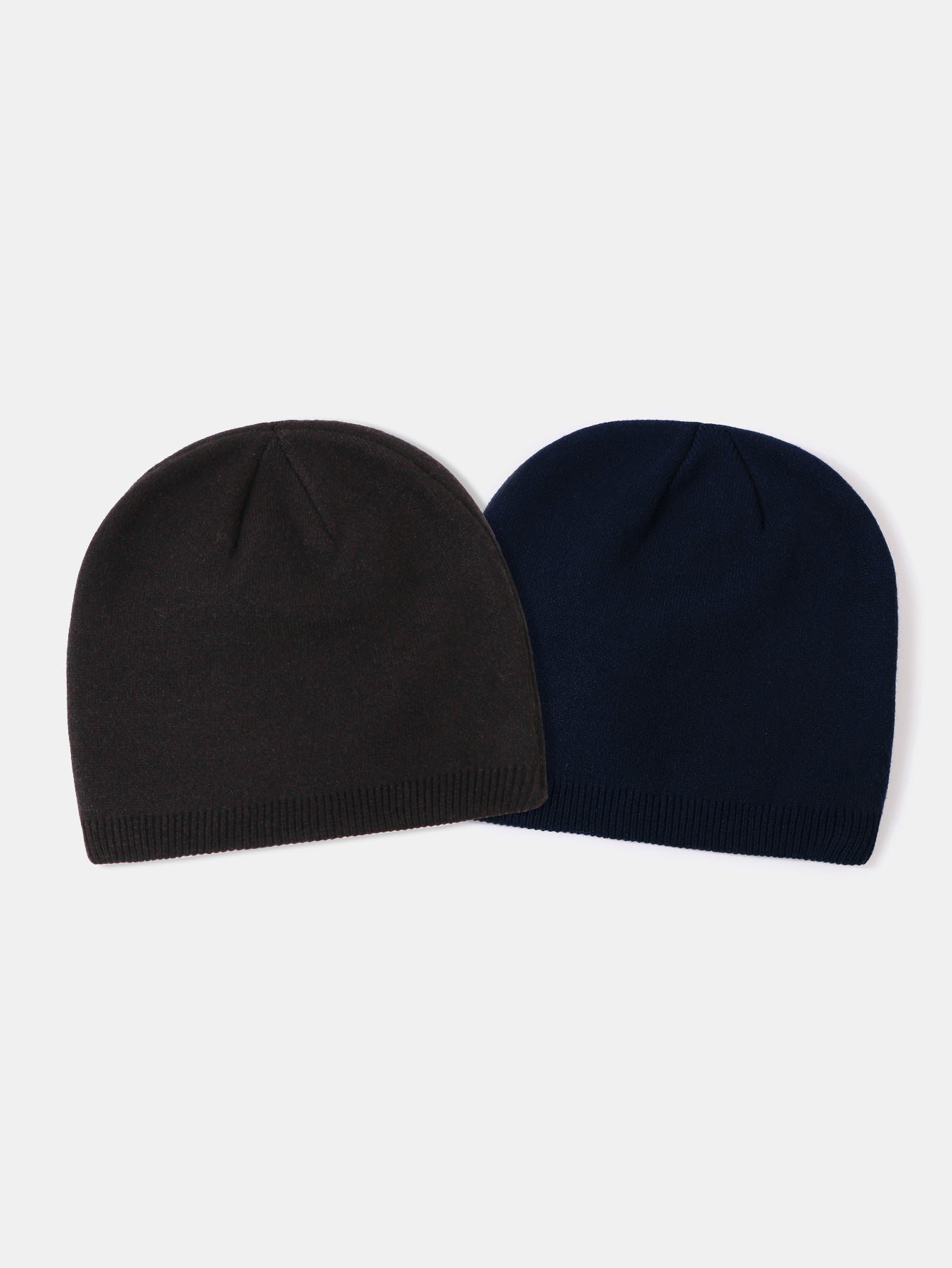 2 Pieces Solid Color Outdoor Cycling Warm Knit Beanie Hat