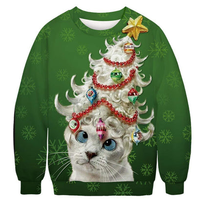 Unisex 3D Elk And Lion Print Christmas Sweatshirt