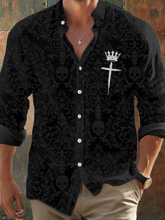 Men's Vintage Skull Faith Long Sleeve Shirt