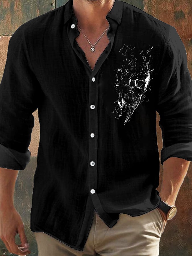 Men's Vintage Skull Faith Long Sleeve Shirt