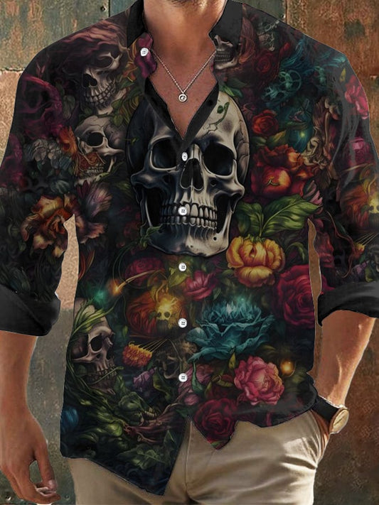 Men's Vintage Skull Faith Long Sleeve Shirt