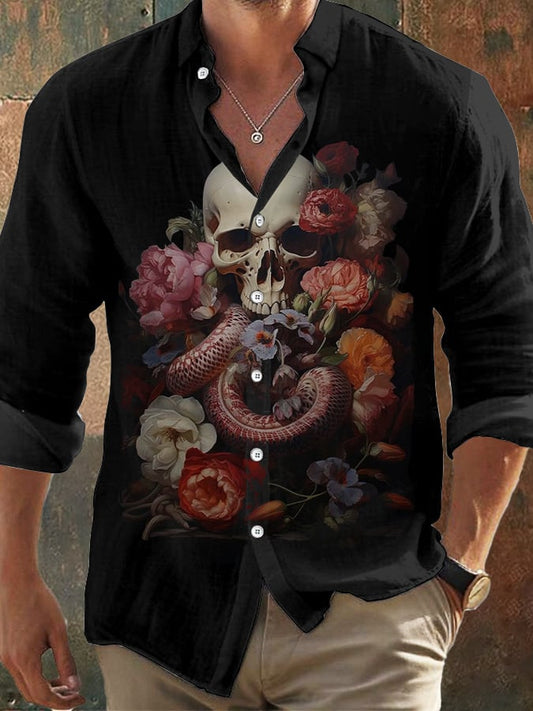 Men's Vintage Skull Faith Long Sleeve Shirt