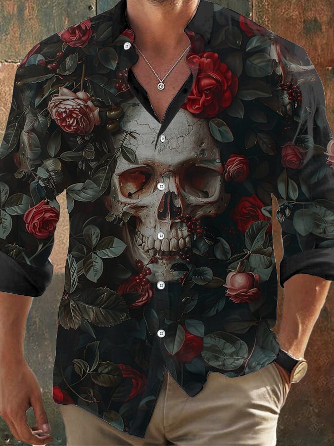 Men's Vintage Skull Faith Long Sleeve Shirt