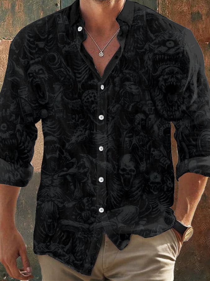 Men's Vintage Skull Faith Long Sleeve Shirt