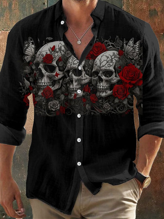 Men's Vintage Skull Faith Long Sleeve Shirt