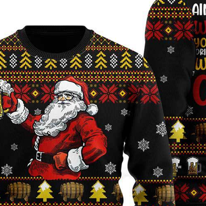 Funny Drinking With Claus Ugly Christmas Sweater For Men Women