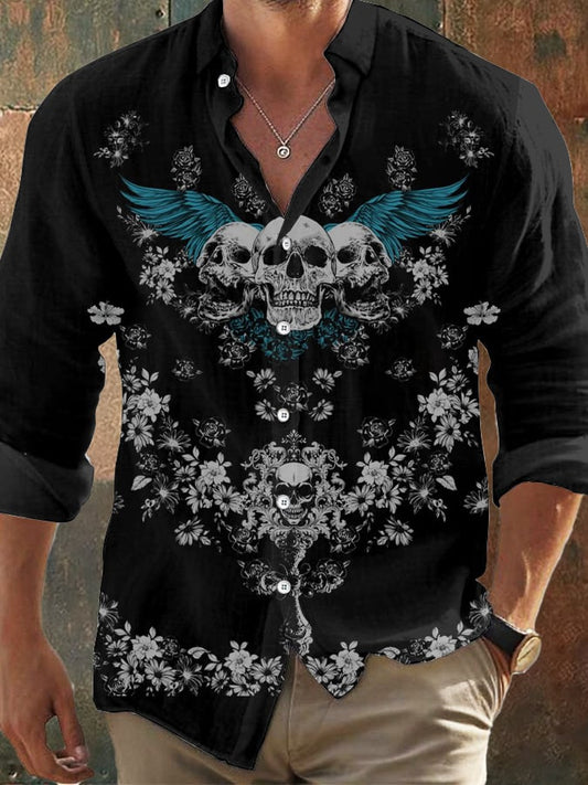 Men's Vintage Skull Faith Long Sleeve Shirt