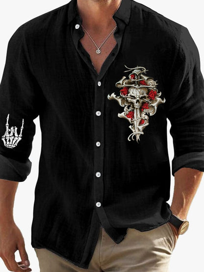 Men's Skull Print Long Sleeve Shirt