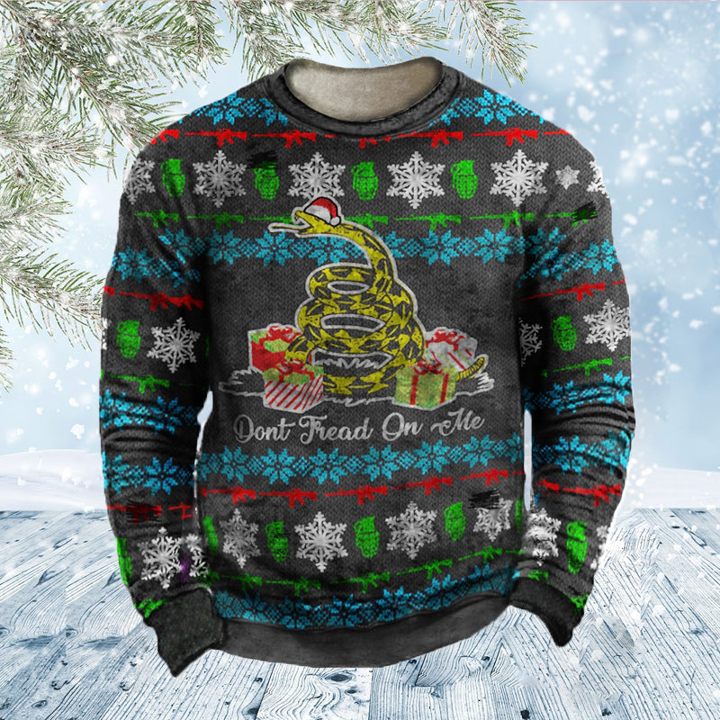 Ugly Christmas Sweater-Don't Tread On Me Fleece Sweatshirt