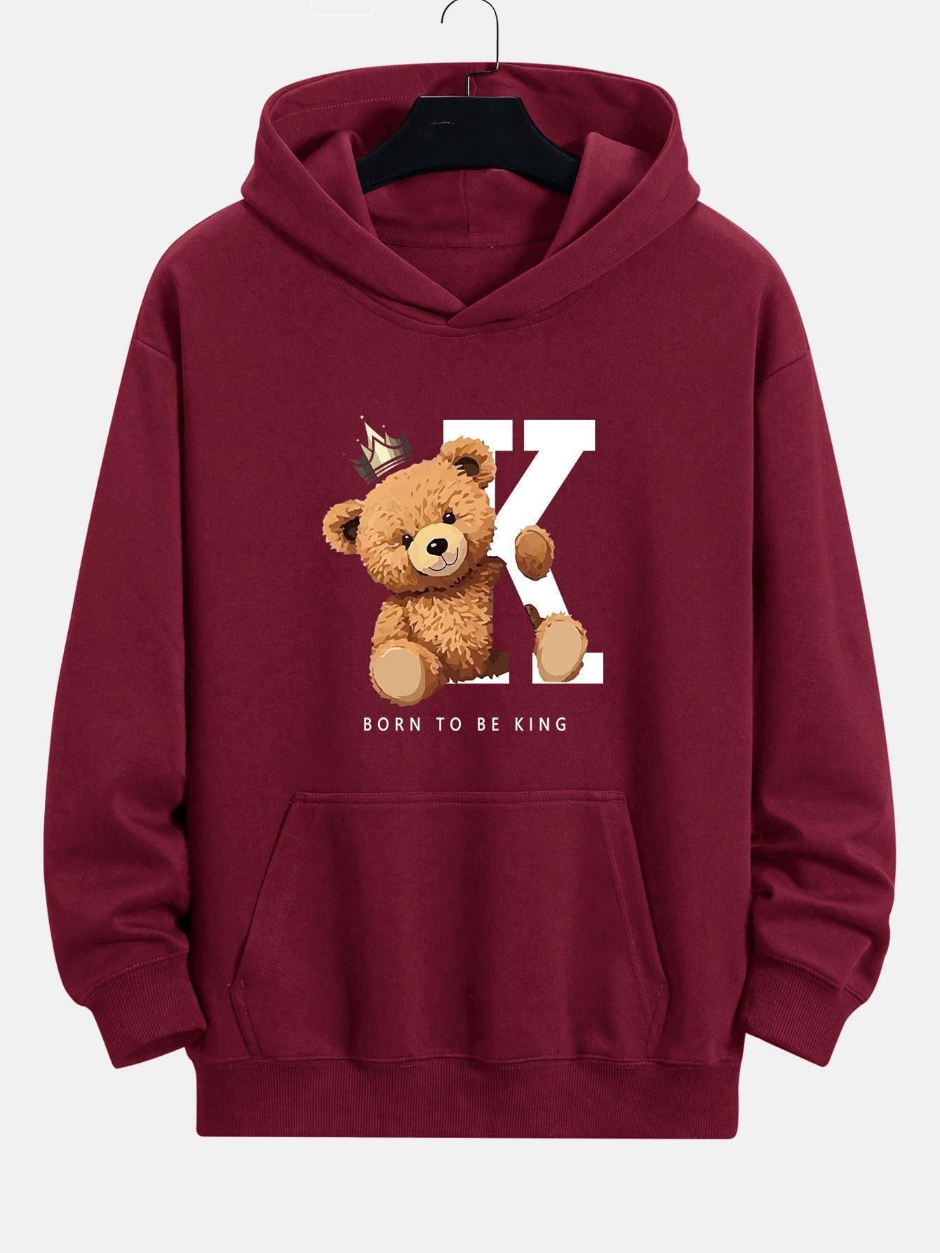 Crown King Bear Print Relax Fit Hoodie