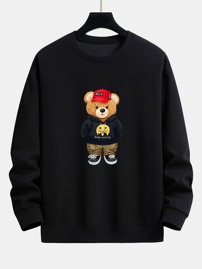 Streetwear  Bear Print Relax Fit Sweatshirt