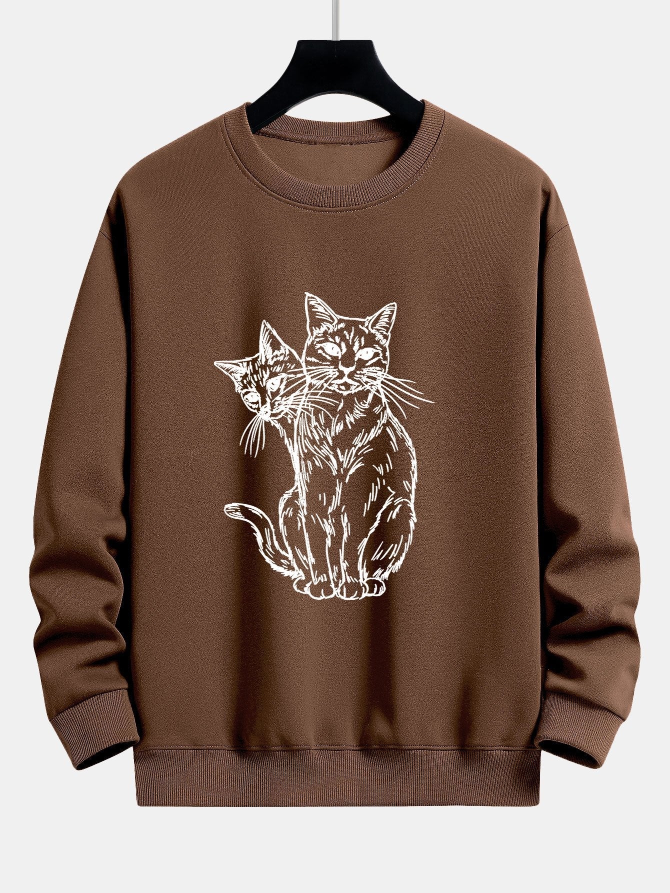 Two Cats Print Relax Fit Sweatshirt