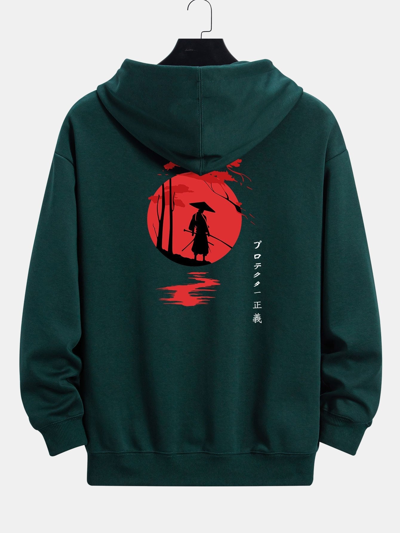 Slogan Samurai Back Print Relax Fit Hoodie