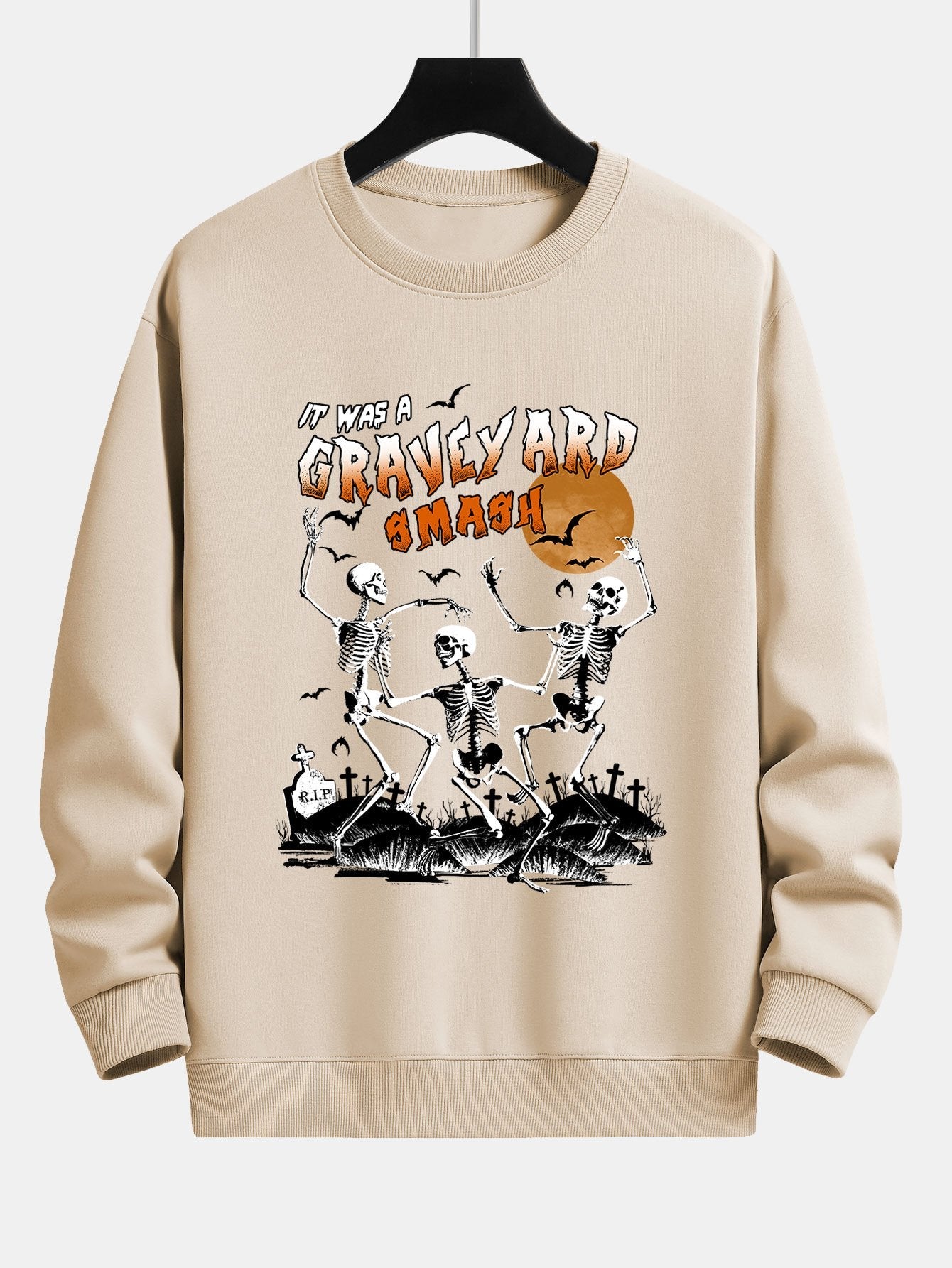 Halloween Dancing Skeleton Print Relax Fit Sweatshirt