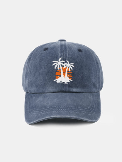 Coconut tree sunset pattern classic retro washed cotton casual baseball cap