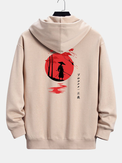 Slogan Samurai Back Print Relax Fit Hoodie