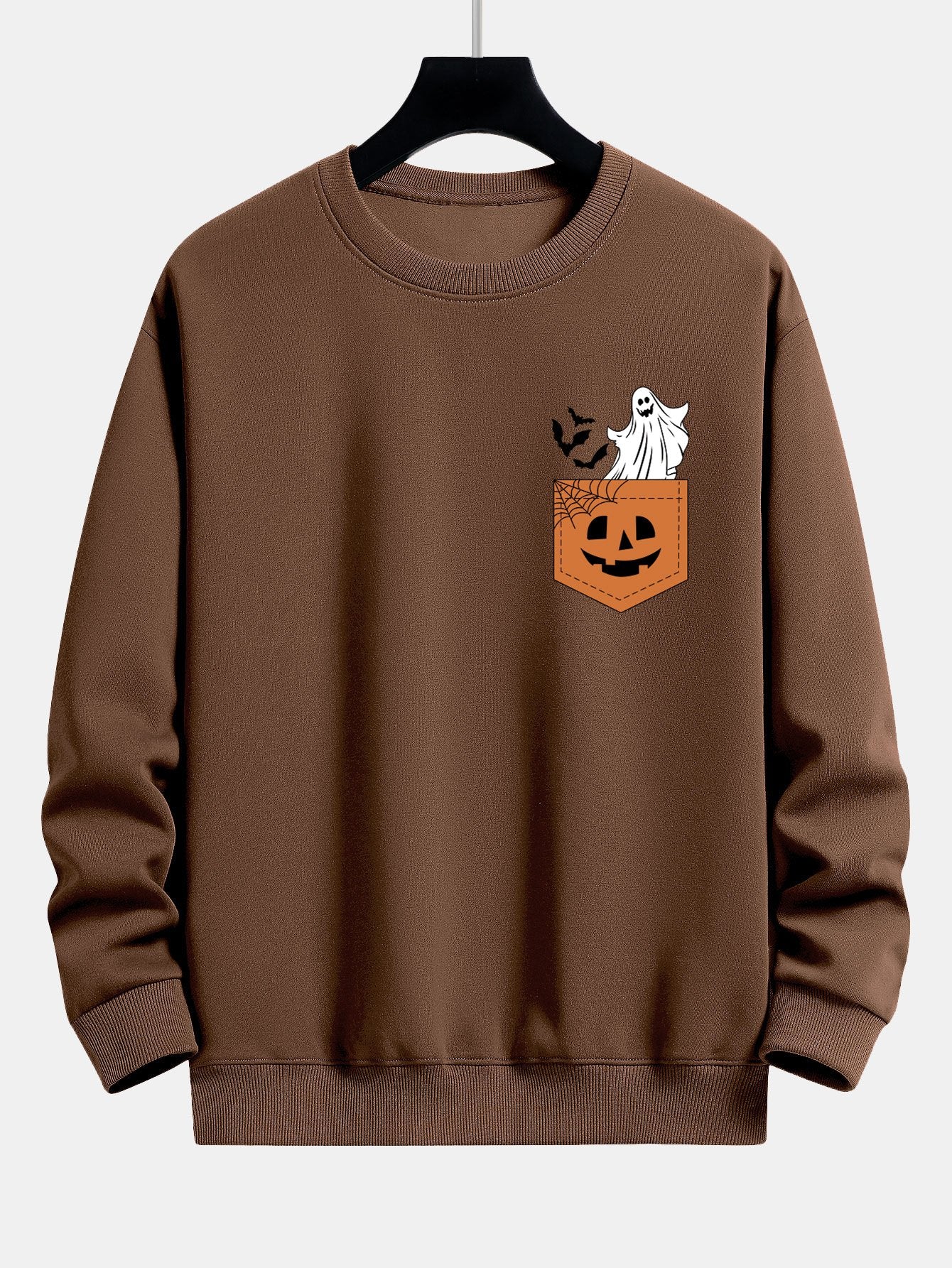 Pocket Pumpkin Ghost Print Relax Fit Sweatshirt