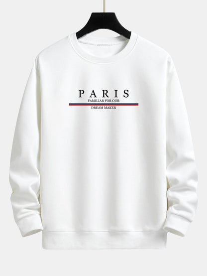 Stripe Paris Slogan Print Relax Fit Sweatshirt