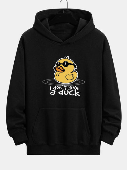 Yellow Duck With Sunglasses Print Relax Fit Hoodie