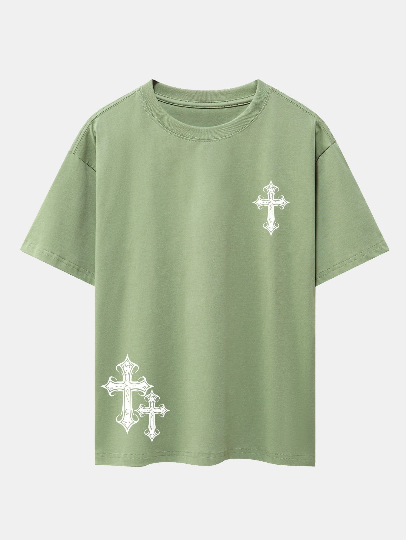 Cross Print Drop Shoulder Oversize T-Shirt