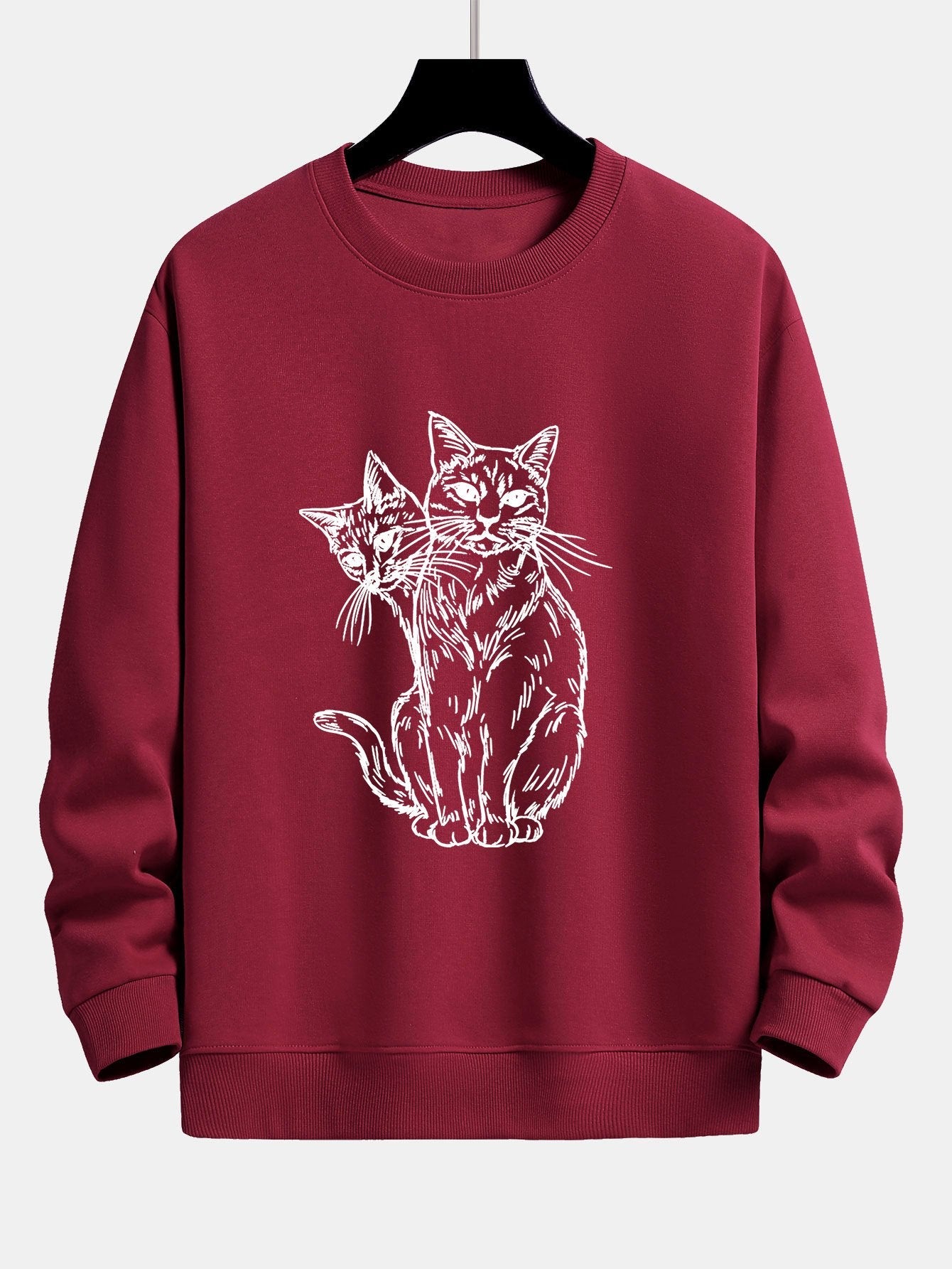 Two Cats Print Relax Fit Sweatshirt