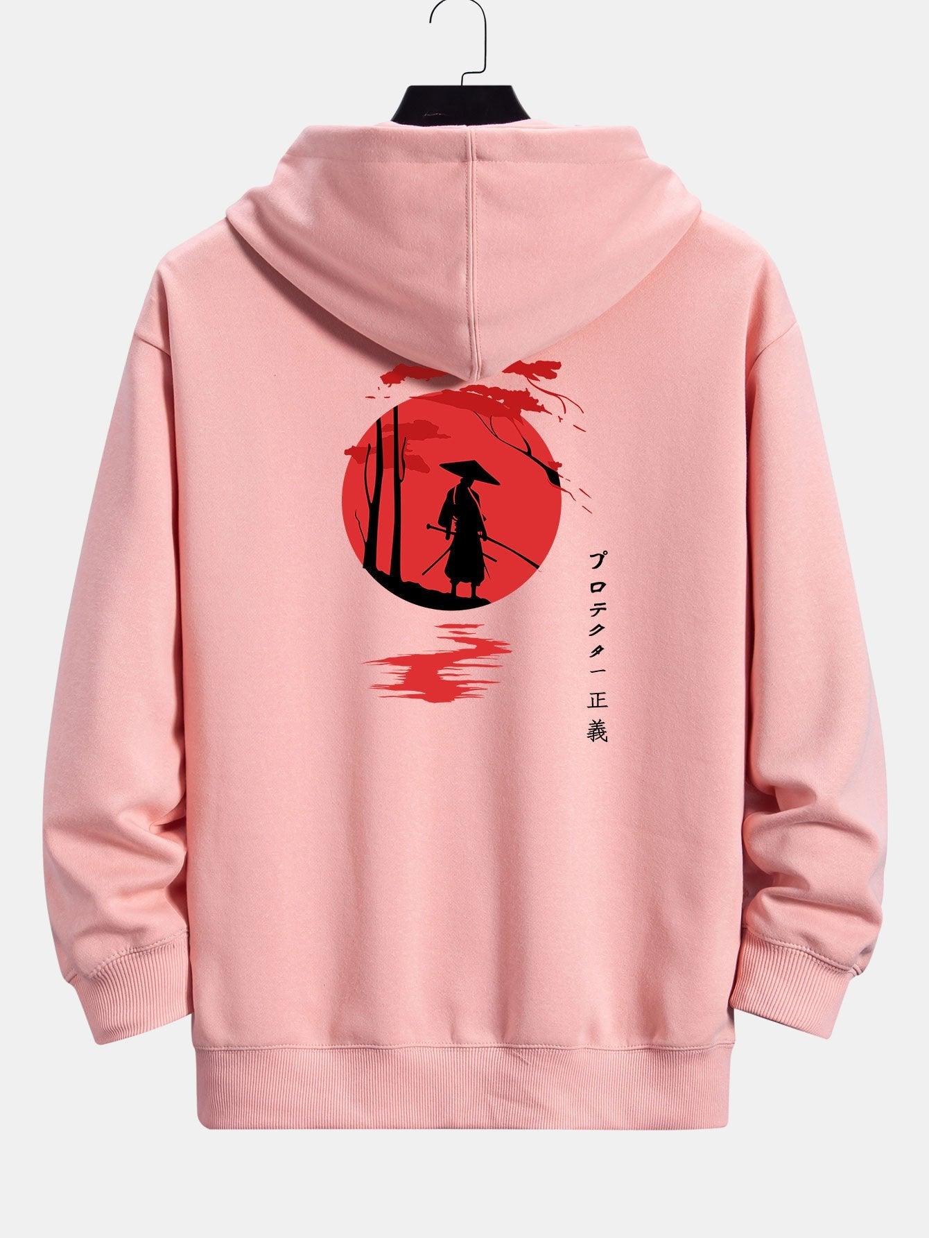 Slogan Samurai Back Print Relax Fit Hoodie