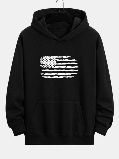 American Flag Print Relax Fit Hoodie