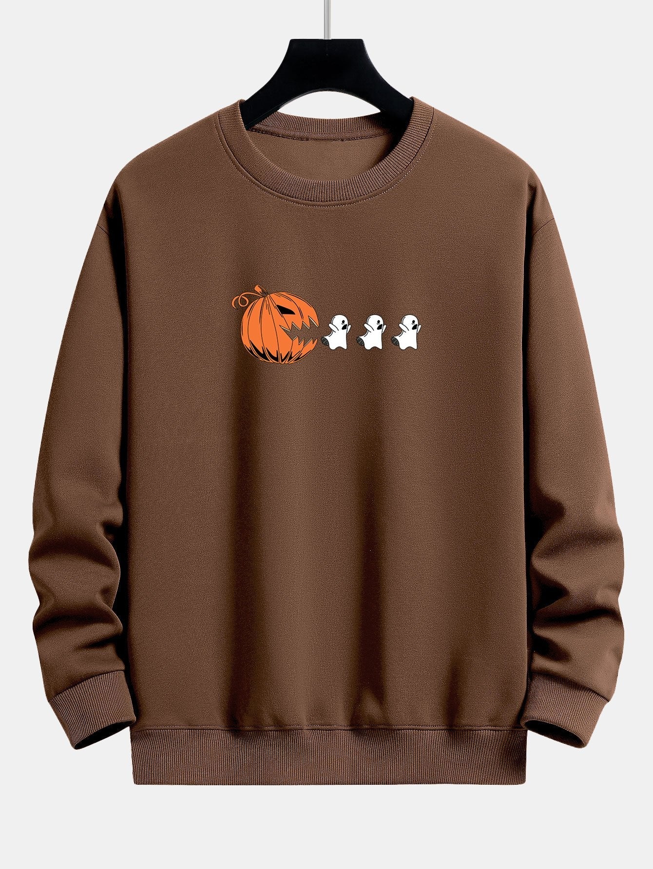 Pumpkin Chasing Ghosts Print Relax Fit Sweatshirt